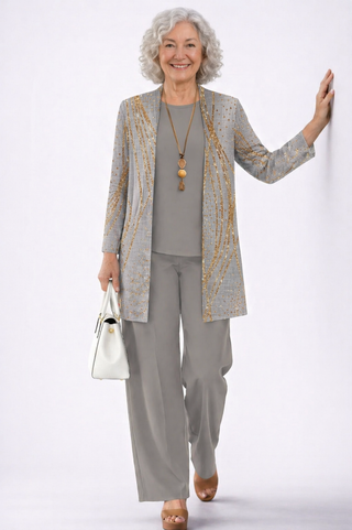 Alison | Grey & Gold Three-Piece Set