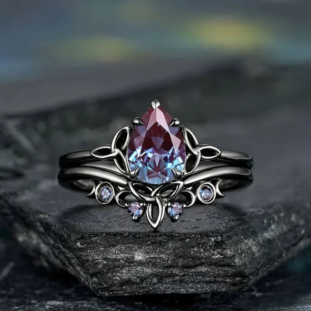 Amethyst-Look Layered Ring