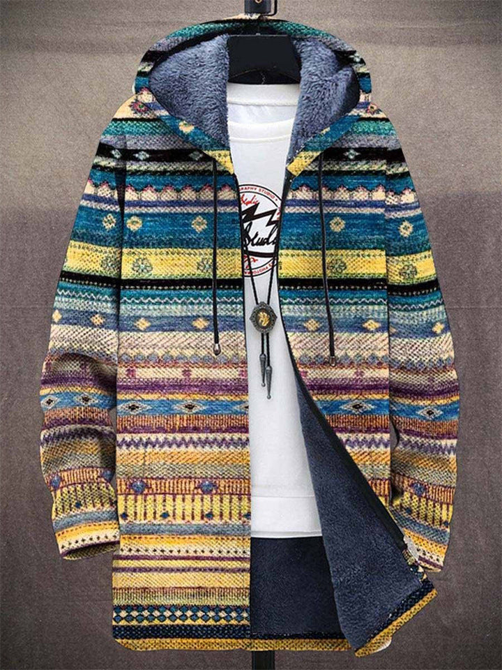 Artisan Pattern Hooded Cardigan