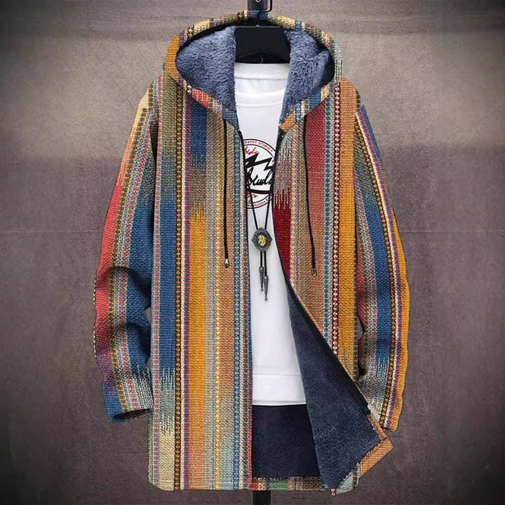 Artisan Pattern Hooded Cardigan