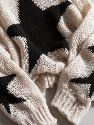Sadie | Star Openwork Off-Shoulder Sweater