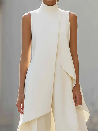Asymmetric Layered Top & Wide-Leg Pants Set