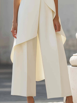 Asymmetric Layered Top & Wide-Leg Pants Set