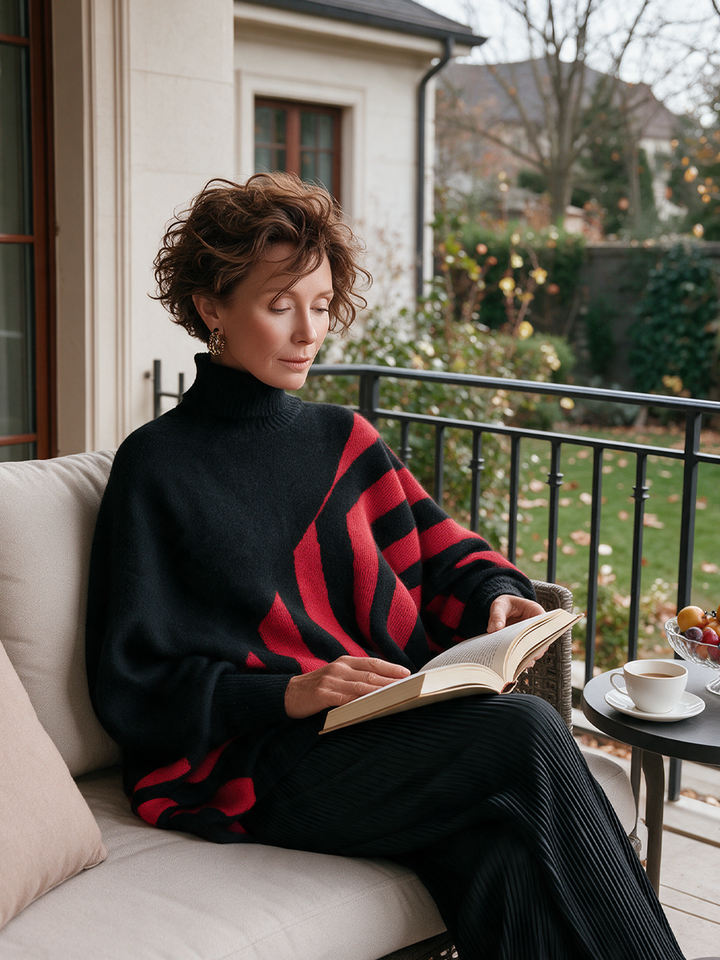 Augusta | Geometric Stripe Turtleneck