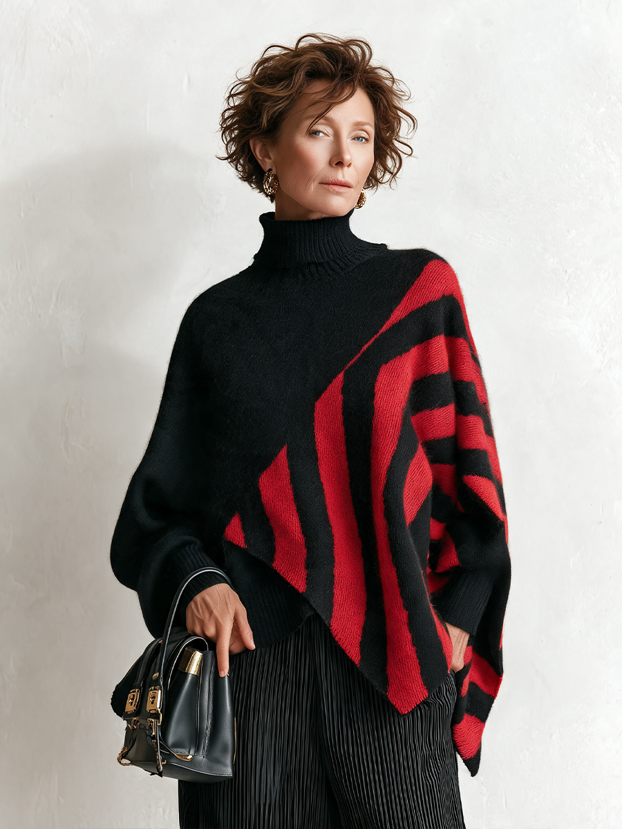 Augusta | Geometric Stripe Turtleneck