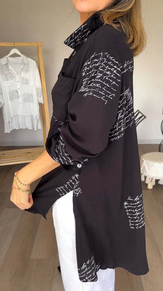 Sabine | Relaxed Script-Print Shirt