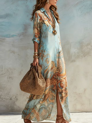 Beatrix | Baroque Print Maxi Dress
