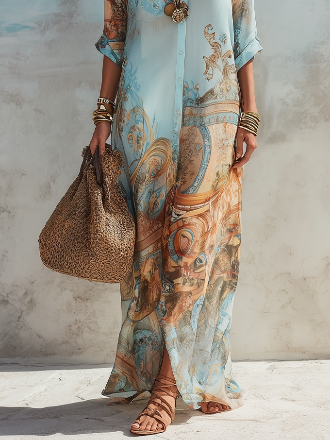 Beatrix | Baroque Print Maxi Dress