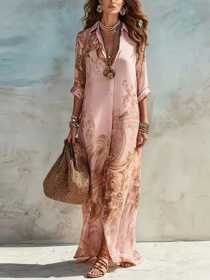 Beatrix | Baroque Print Maxi Dress