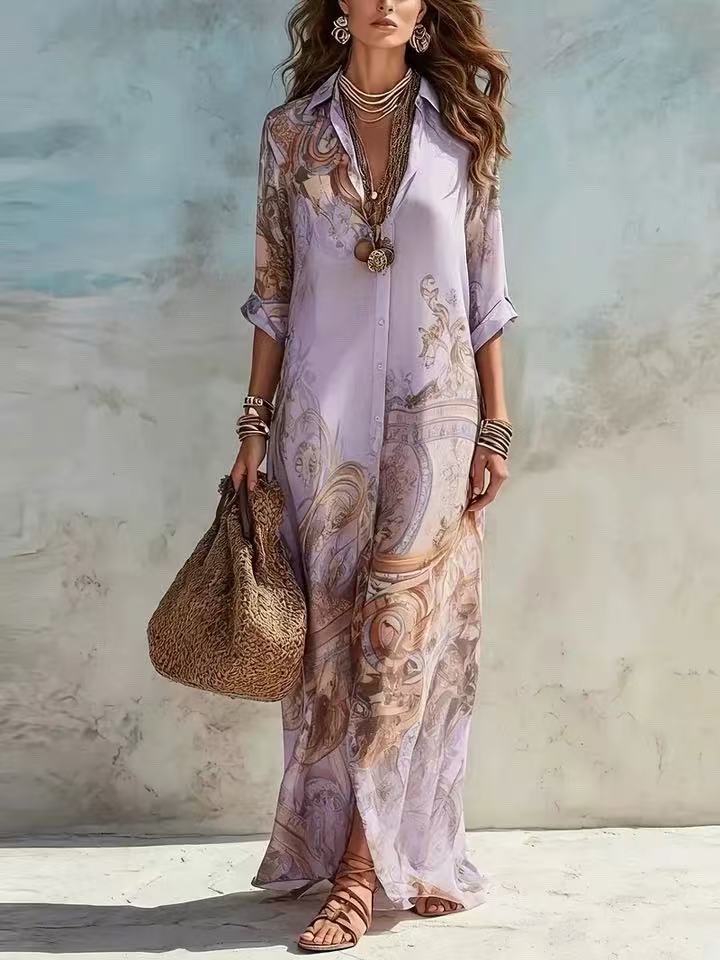 Beatrix | Baroque Print Maxi Dress