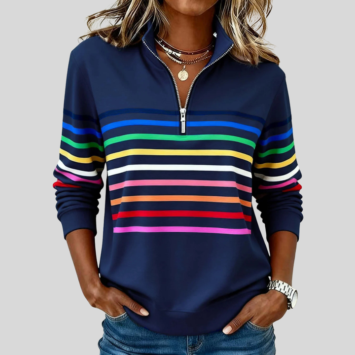 Blythe | Rainbow-Stripe Quarter-Zip Sweatshirt