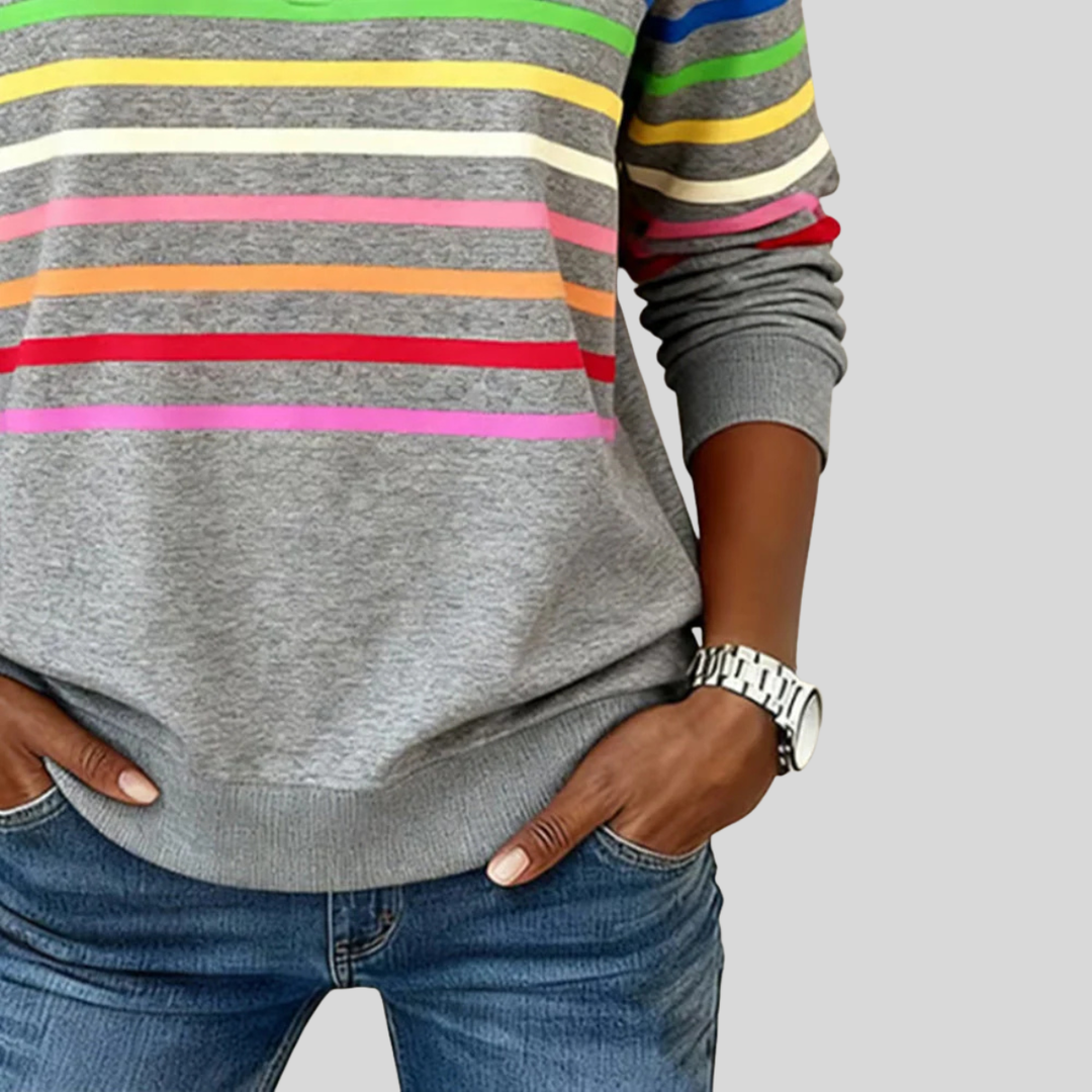 Blythe | Rainbow-Stripe Quarter-Zip Sweatshirt