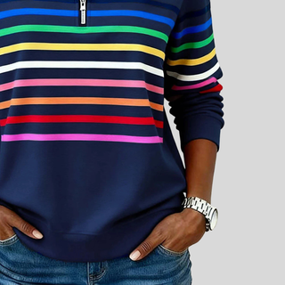 Blythe | Rainbow-Stripe Quarter-Zip Sweatshirt