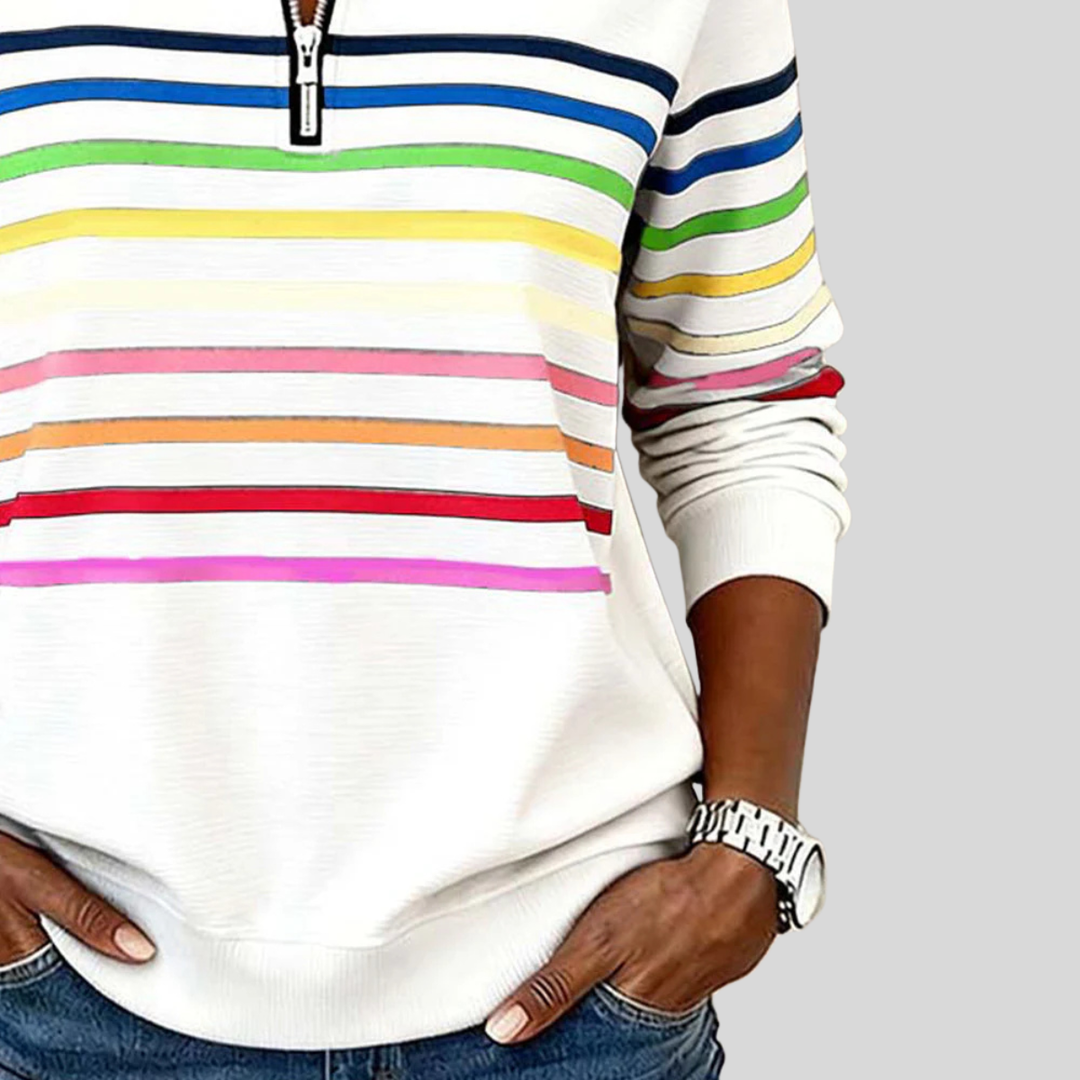 Blythe | Rainbow-Stripe Quarter-Zip Sweatshirt