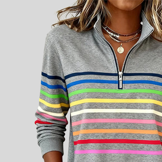 Blythe | Rainbow-Stripe Quarter-Zip Sweatshirt