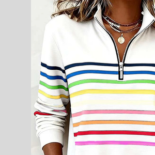 Blythe | Rainbow-Stripe Quarter-Zip Sweatshirt