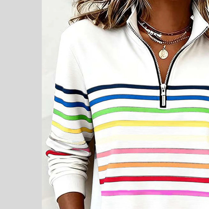 Blythe | Rainbow-Stripe Quarter-Zip Sweatshirt