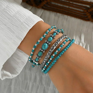 Boho Turquoise-Look Bracelet Set