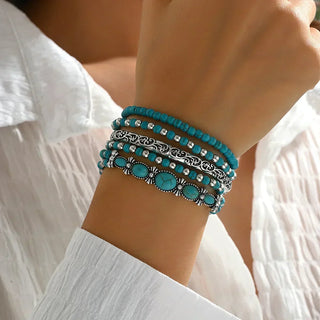 Boho Turquoise-Look Bracelet Set