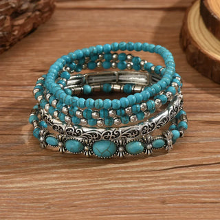 Boho Turquoise-Look Bracelet Set