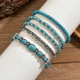 Boho Turquoise-Look Bracelet Set
