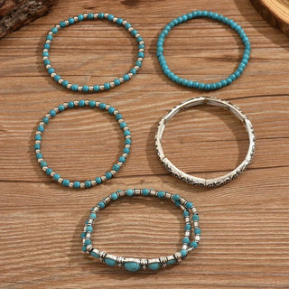 Boho Turquoise-Look Bracelet Set