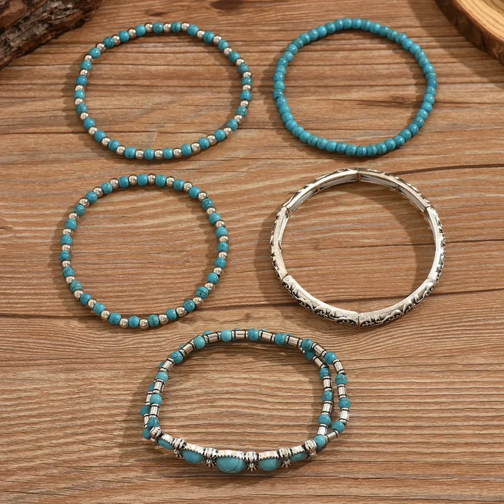 Boho Turquoise-Look Bracelet Set