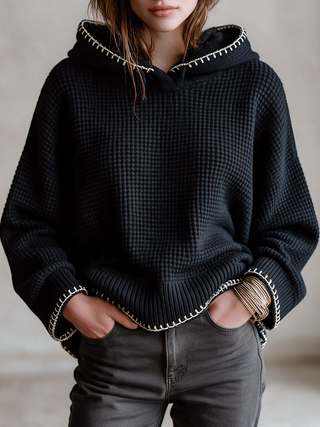 Ilse | Blanket-Stitch Knit Hoodie