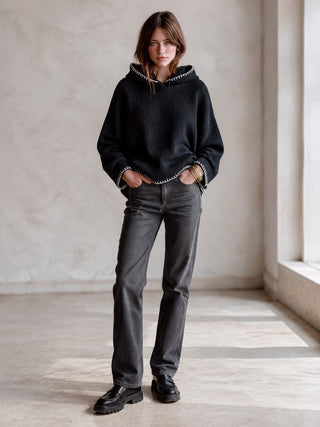Ilse | Blanket-Stitch Knit Hoodie