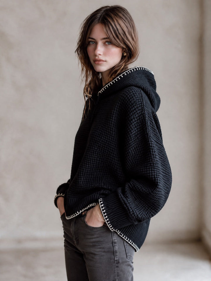 Ilse | Blanket-Stitch Knit Hoodie