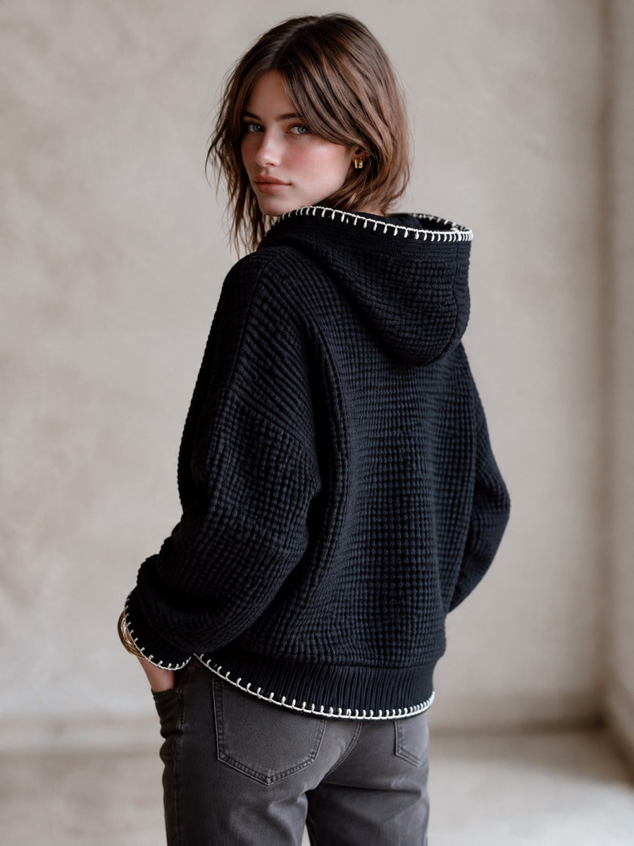 Ilse | Blanket-Stitch Knit Hoodie