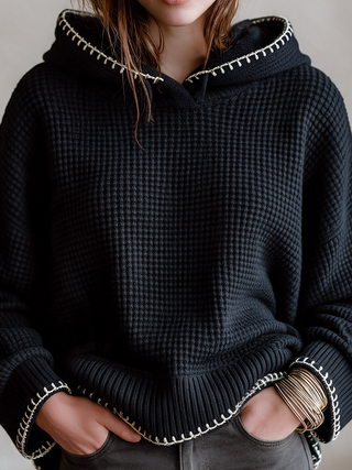 Ilse | Blanket-Stitch Knit Hoodie