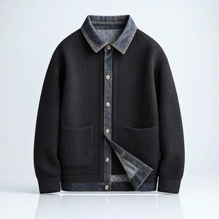 Calder | Denim-Collar Knit Jacket