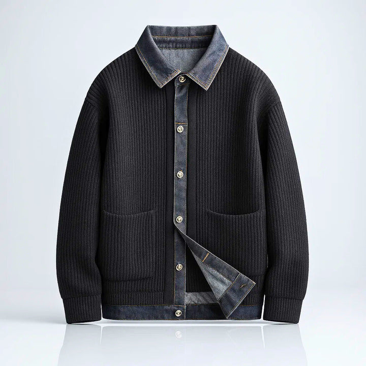Calder | Denim-Collar Knit Jacket