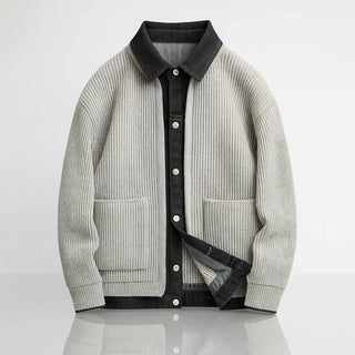 Calder | Denim-Collar Knit Jacket