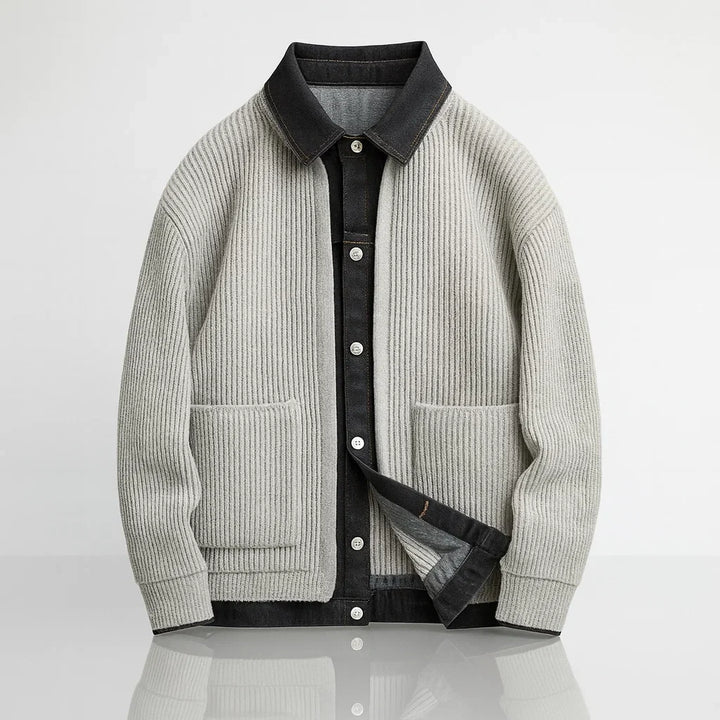 Calder | Denim-Collar Knit Jacket