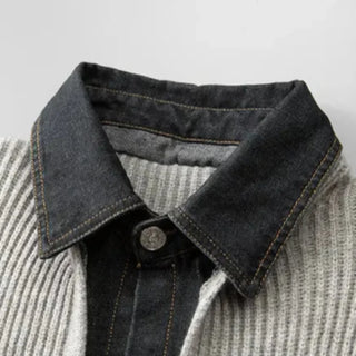 Calder | Denim-Collar Knit Jacket