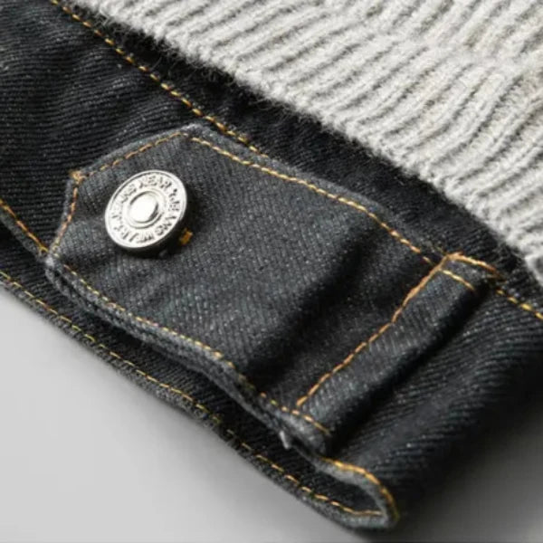 Calder | Denim-Collar Knit Jacket