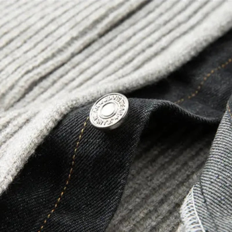 Calder | Denim-Collar Knit Jacket