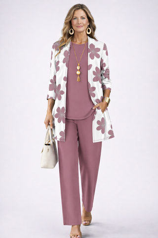 Christine | Dusky Pink Floral Three-Piece Set