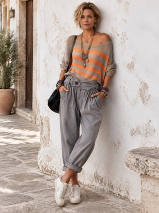 Trudy | Striped One-Shoulder Sweater