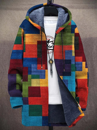 Colour Block Art Hooded Cardigan