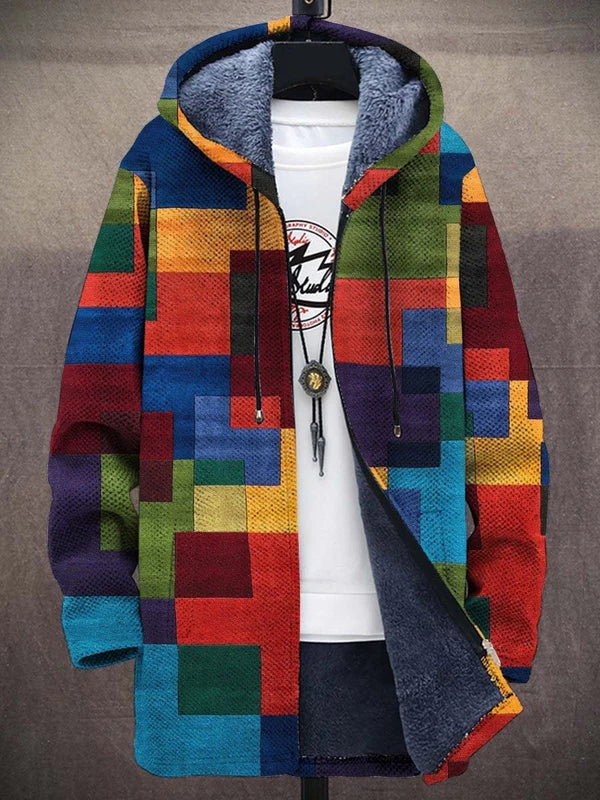 Colour Block Art Hooded Cardigan