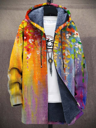 Colour Block Art Hooded Cardigan