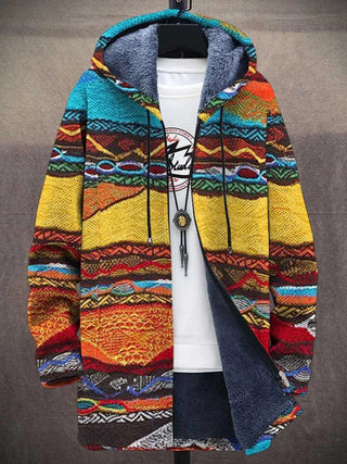 Colour Block Art Hooded Cardigan