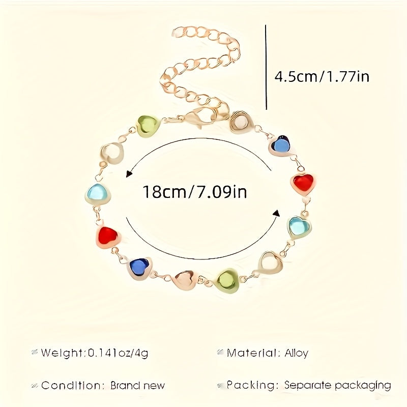 Colourful Heart Charm Bracelet