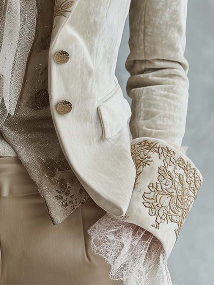 Cordelia | Embroidered Ivory Tailored Blazer