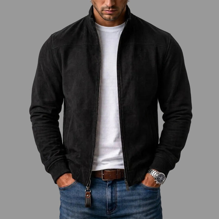 Corrado | High-Collar Suede-Look Bomber