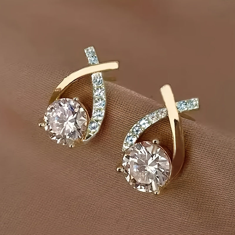 Crossover Crystal Stud Earrings