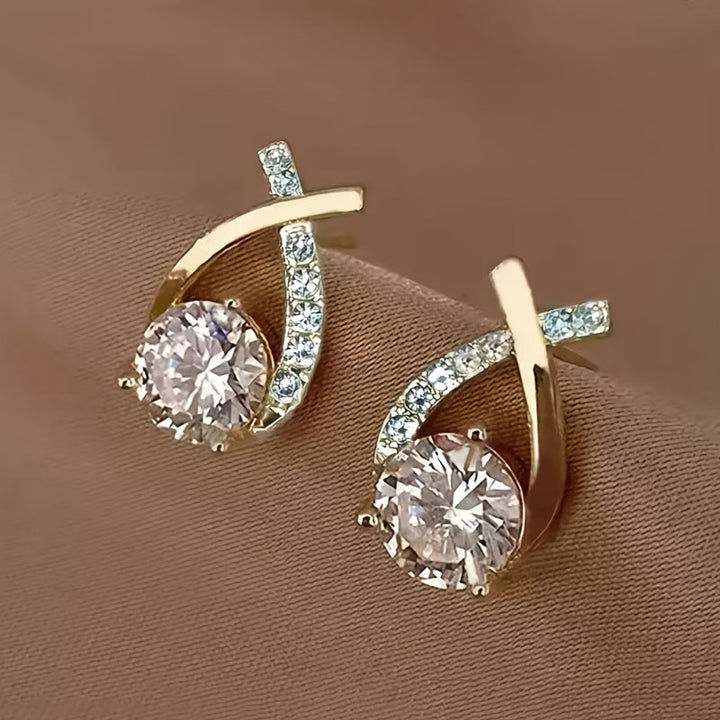 Crossover Crystal Stud Earrings
